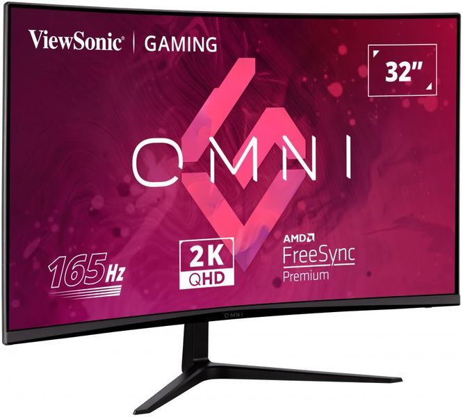 ViewSonic VX3218C-2K OMNI /32" prohnutý/VA/16:9/2560x1440 / 165Hz/ 1ms/ 250cd/m2 / Freesync premium /2xHDMI /DP / Repro LED monitor, herní, prohnutý, 31,5", VA, 2560×1440, 16:9, 165Hz, 1ms, 250cd/m2, 2× HDMI, DisplayPort, repro, en. tr. F, cerný