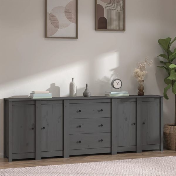 vidaXL Komoda sivá 230x35x80 cm borovicový masív