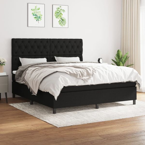 vidaXL Posteľný rám boxspring s matracom čierny 160x200 cm látka