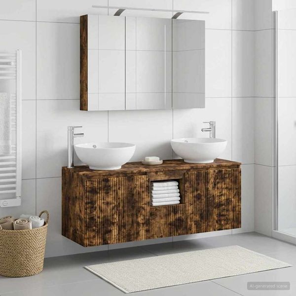 vidaXL Set kabinetov do kúpeľne 4 pcs Dymový dub Kompozitné drevo