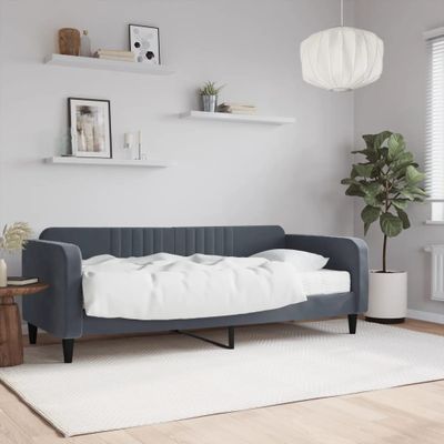 vidaXL Denná posteľ s matracom tmavosivá 90x200 cm zamat