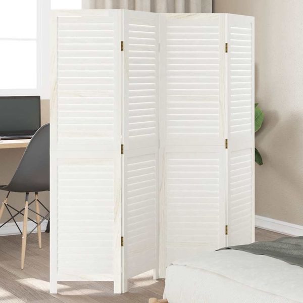 vidaXL Paraván 4 panely biely masívne drevo paulovnie