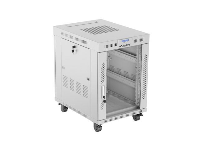 19'' Voľne stojúca racková skriňa 15U 600X800 šedé sklenené dvere lcd lanberg (flat pack) V2