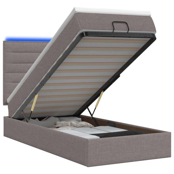 vidaXL Ottoman posteľ s matracom a LED Sivohnedá 80 x 200 cm Látka