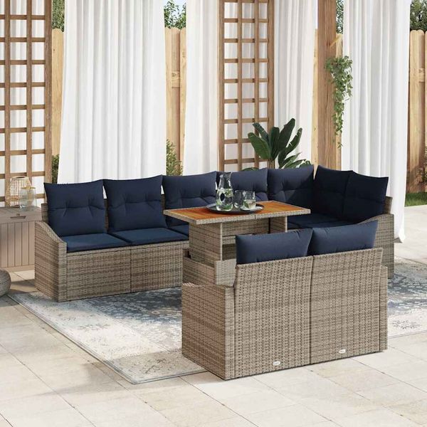 vidaXL Súprava záhradných pohoviek s úložiskom 9 pcs Sivá Poly ratan