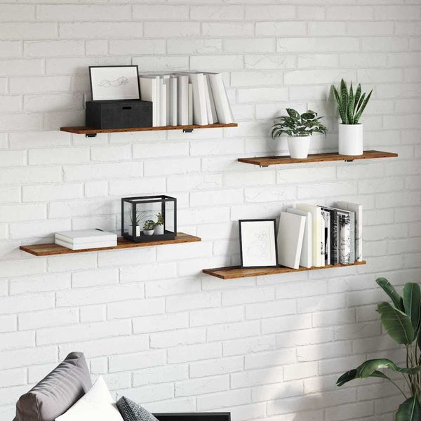 vidaXL Polica na knihy 4 pcs Hnedá 80 x 20 x 1,5 cm Kompozitné drevo