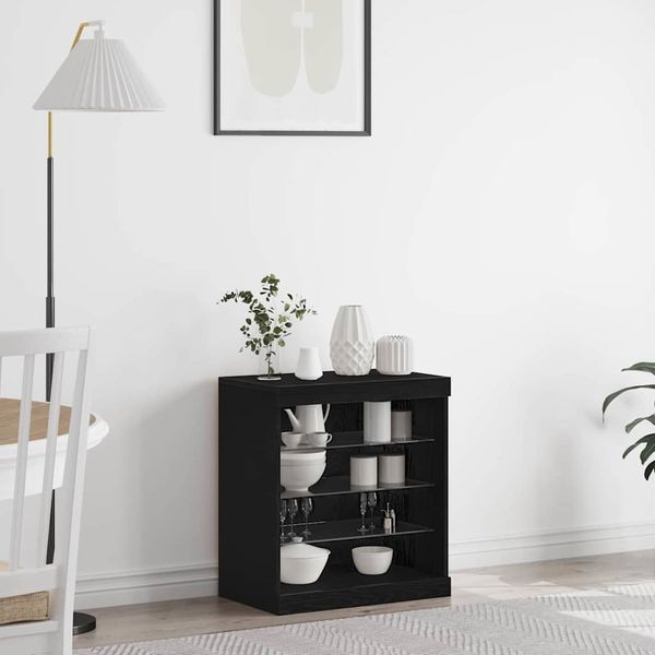 vidaXL LED komoda Čierny dub 60,5 x 37 x 67 cm Kompozitné drevo
