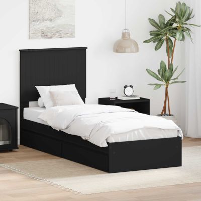vidaXL Úložná posteľ so zásuvkou Čierna 75 x 190 cm Kompozitné drevo