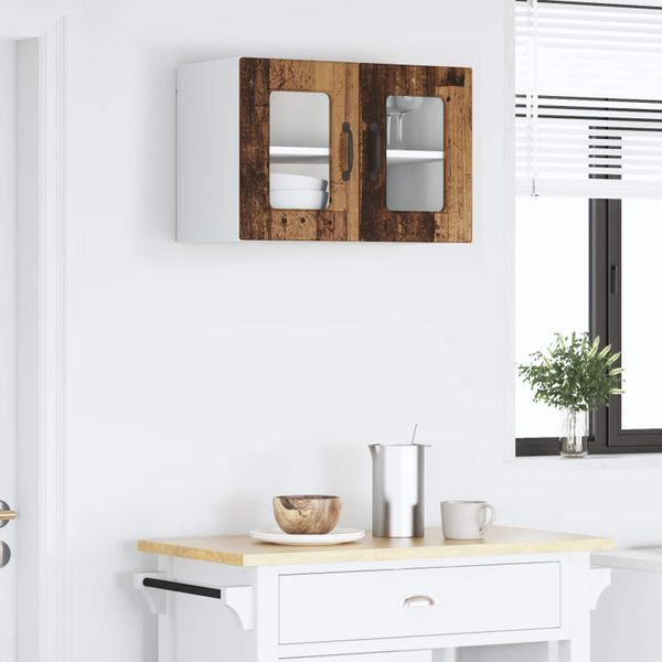 vidaXL Nástenný sklenený kabinet LUCCA Staré drevo 60 x 31 x 40 cm