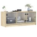 vidaXL TV skrinka so sklenenými dvierkami dub sonoma 102x37x42 cm