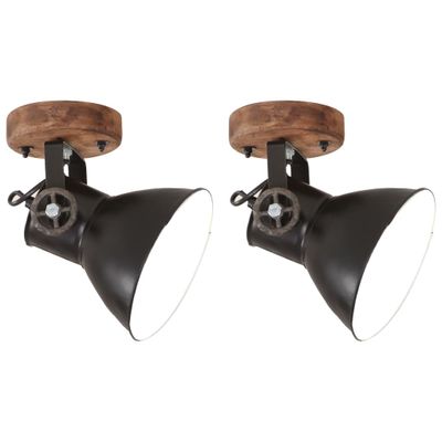 vidaXL Industriálne nástenné/stropné lampy 2 ks, čierne 20x25 cm E27