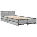 vidaXL Posteľný rám so zásuvkami sivý sonoma 100x200cm kompozit. drevo