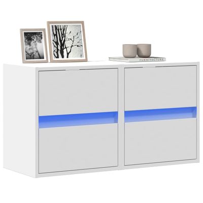 vidaXL TV nástenné skrinky s LED svetlami 2 ks biele 41x31x45 cm