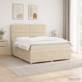 vidaXL LED boxspring posteľ s matracom Krémová 180 x 200 cm Látka