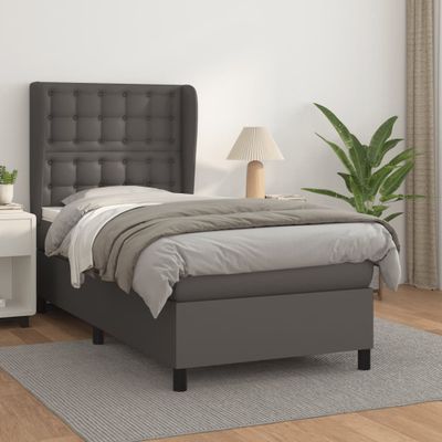 vidaXL Boxspring posteľ s matracom sivá 80x200 cm umelá koža