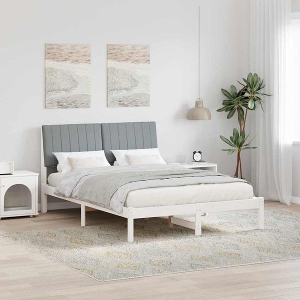 vidaXL Rám postele Biela 135 x 190 cm Masívne borovicové drevo