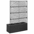 vidaXL Vyvýšený záhon+mriežka, 3 nádoby 83x30x130cm, polyratan, čierny
