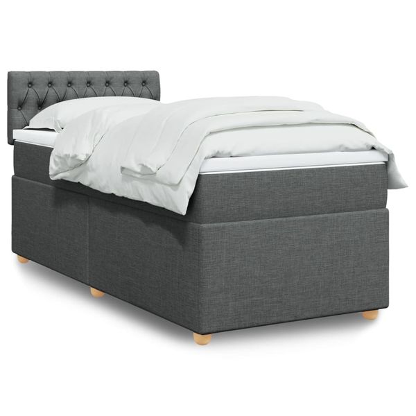 vidaXL Boxspring posteľ s matracom tmavosivá 90x200 cm látka