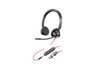 Blackwire 3300 series - náhlavná súprava - náhlavná - káblové - 3.5 mm jack, USB-C - čierna - certifikované pre Microsoft Teams, certifikované UC