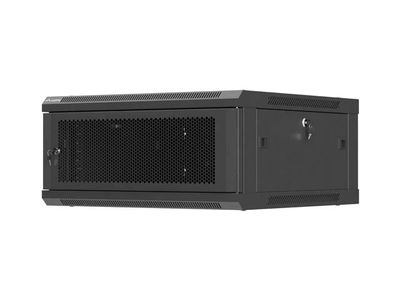 Lanberg nástenná inštalačná skriňa 19'' 4U 600X600 čierne perforované dvere (ploché balenie)