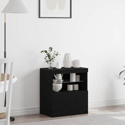 vidaXL LED komoda Čierna 60,5 x 37 x 67 cm Kompozitné drevo