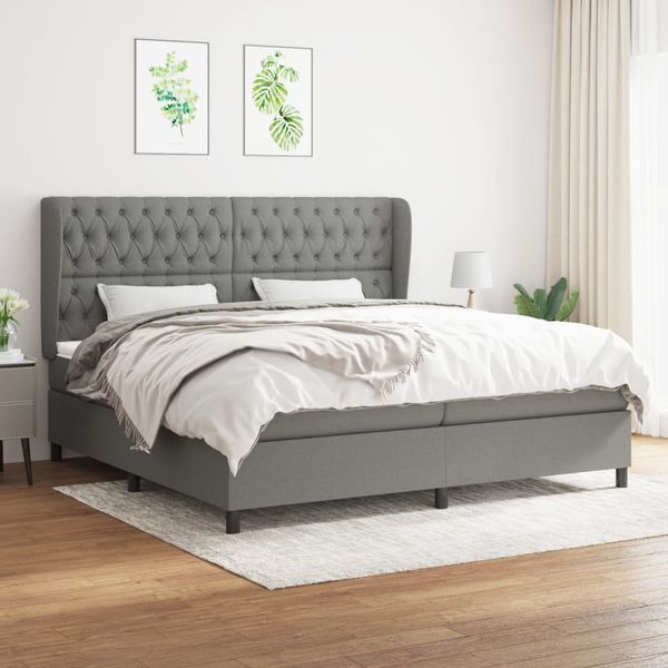 vidaXL Boxspring posteľ s matracom tmavosivá 200x200 cm látka