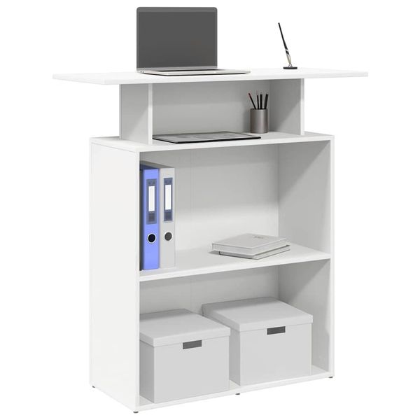 vidaXL Recepčný pult biely 100x40x104 cm, technicky spracované drevo