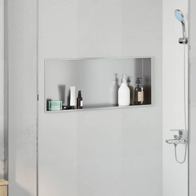 vidaXL Sprchový výklenok Strieborná 75 x 30 x 9,5 cm Nerezová oceľ