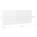 vidaXL Nástenné police 4 ks lesklé biele 40x11,5x18 cm