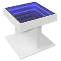 vidaXL Konferenčný stolík s LED biely 50x50x45 cm kompozitné drevo