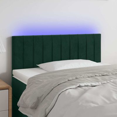 vidaXL Čelo postele s LED tmavozelené 90x5x78/88 cm zamat