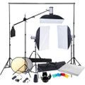 vidaXL Fotografické vybavenie: 3 zábleskové hlavy, statívy a softboxy