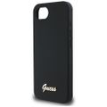 Guess HC Silicone Script Metal Logo Puzdro pre iPhone 16e Čierna