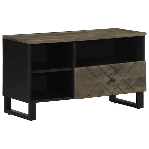 vidaXL TV skrinka, čierna 80x33x46 cm, mangový masív