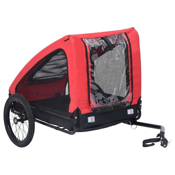 vidaXL Vozík za bicykel pre psa, červeno čierny