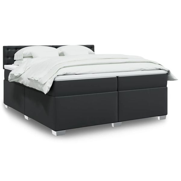 vidaXL Boxspring posteľ s matracom čierna 200x200 cm umelá koža