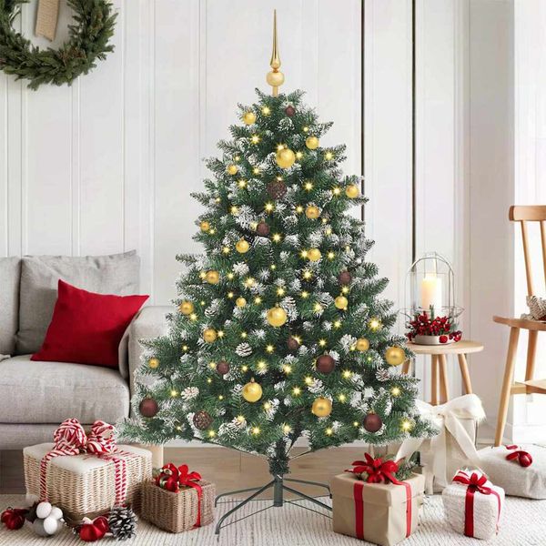 vidaXL Umelý vianočný stromček Zelená 150 cm PVC, plast a oceľ
