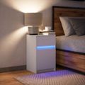 vidaXL Nočný stolík s LED svetlami biely kompozitné drevo
