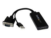 Prenosný VGA na HDMI konvertor - 1080p - Adaptérový kábel - HD-15 (VGA), USB typ B so zástrčkami (samec) do HDMI so zásuvkami (samica) - 26 cm - čierna - USB napájanie, podpora 1080p, aktívny