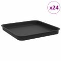 vidaXL Štvorcový kvetinový podnos 24 ks Čierna 21 x 21 x 2 cm Plast