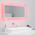 vidaXL Kúpeľňové zrkadlo s LED, biele 90x8,5x37 cm, akryl