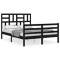 vidaXL Rám postele s čelom čierny malé dvojlôžko masívne drevo