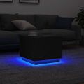 vidaXL Konferenčný stolík s LED svetlami, čierny dub 50x50x40 cm