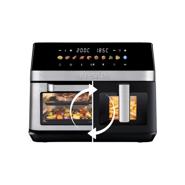 TESLA AirCook DualZone Q787 XXL Deluxe - multifunkčná duálna digitálna horúcovzdušná fritéza