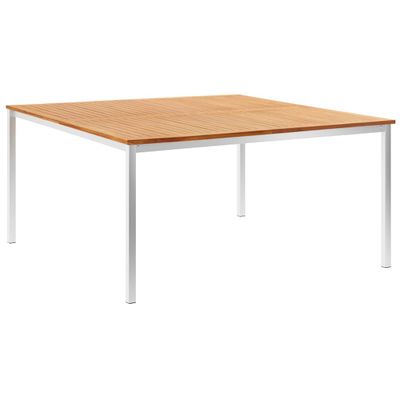 vidaXL Záhradný jedálenský stôl 150x150x75 cm teakový masív a nehrdzavejúca oceľ