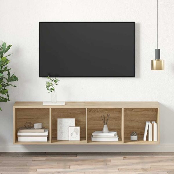 vidaXL Nástenná TV skrinka, dub sonoma 37x37x142,5cm, kompozitné drevo