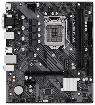 ASROCK H510M-HDV/M.2 SE (intel 1200, 2xDDR4 2933MHz, 4xSATA3, VGA+DVI +HDMI, 1xGLAN, mATX) Základná doska, Intel H470, LGA1200, 2× DDR4 DIMM (max. 64GB), M.2, HDMI, DVI-D, VGA, mATX