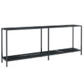 vidaXL Konzolový stolík čierny 200x35x75,5 cm tvrdené sklo