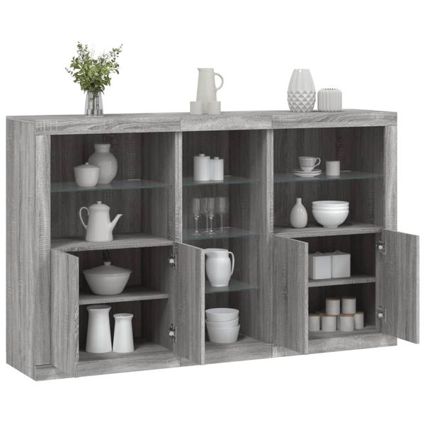 vidaXL Komoda s LED svetlami sivá sonoma 162x37x100 cm