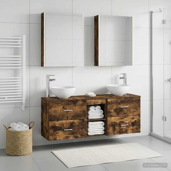 vidaXL Set kabinetov do kúpeľne 5 pcs Dymový dub 53 x 15,5 x 70 cm